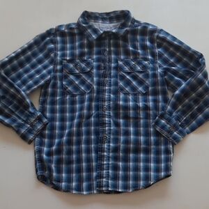 Calvin Klein Jeans 5 blue plaid button down shirt